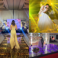 Goldener 3D Infinity-Spiegel LED-Tanzboden-Panel DIY Bühnenlicht Pista De Baile LED-Tanzfläche Magnetisch für Hochzeit Disco Party