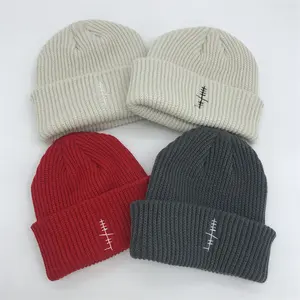 Tùy Chỉnh Dệt Kim Mùa Đông Hat Beanies Với Tùy Chỉnh Thêu Logo Cửa Để Cửa Chất Lượng Cao Beanies