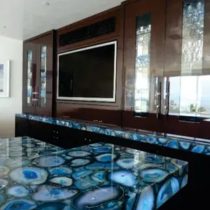 Pierre précieuse translucide Semi-précieuse, marbre bleu aventurine de luxe personnalisé pour le sol de la salle de bain et la décoration de la baignoire - Product Image 4