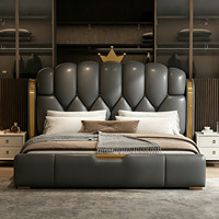 Ensemble de lit en cuir moderne et luxueux, lit en bois rembourré élégant avec rangement, à vendre, usage domestique, vente en gros, cadre de lit king size 1,8 m