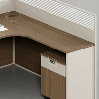 Poste de travail modulaire en L pour personnel de bureau avec cloison de séparation et meuble mobile