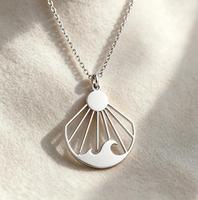 Collier Pendentif Soleil Anti-ternissement Étanche Bijoux Océaniques Collier Vague Colliers de Mode