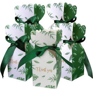 Scatole per Caramelle a Forma di Foglia Verde, Confezioni Regalo per Matrimoni, Compleanni, Feste con Decorazione a Nastro, Accessori per Addio al Nubilato e Baby Shower - Product Image 1