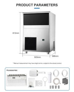 Máquina de Hielo Comercial Gourmet Grande de Acero Inoxidable, 50 kg/24 h, Máquina de Cubitos Duros con Sistema de Pulverización para Hielo Gourmet Doméstico - Product Image 4