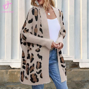 <span class=keywords><strong>Cardigan</strong></span> maglione largo leopardato lavorato a maglia leopardato invernale caldo stile donna personalizzato Loveda - Product Image 3