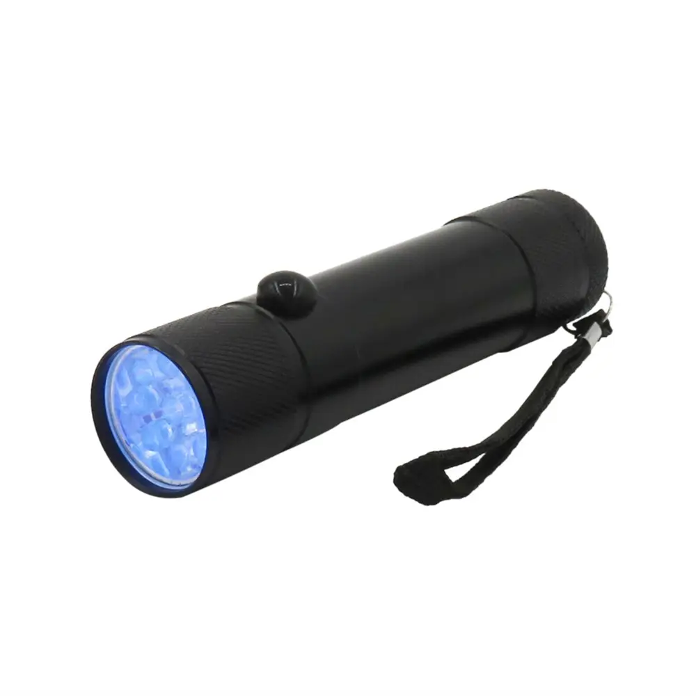 Hoge Kwaliteit 3aaa Droge Batterij Aangedreven Lange Grootte 395nm 400nm Aluminium Uv 9led Zaklamp