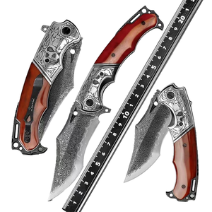 High Quality Handmade DIY OEM 67 Layers Forged Pattern Pocket Folding <b>Knives</b> Dyed <b>Bone</b> <b>Handle</b> Daily Outdoor Survival - Product Image 1