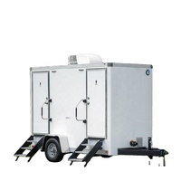 Remorque WC portable à double porte, kit conteneur de toilettes mobiles pour événements et chantiers de construction