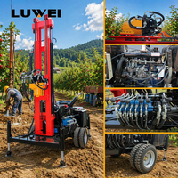 Foreuse hydraulique pour puits d'eau LUWEI 78HP à moteur diesel, avec une profondeur de forage maximale de 300 m et une mobilité sur roues pour usage agricole