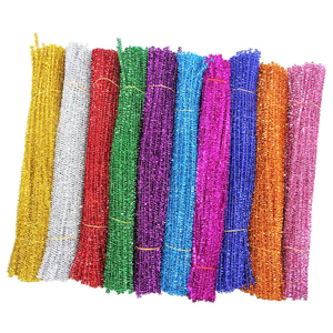 Lot de 100 pièces de brossettes en chenille pailletées, nouvelles brossettes <span class=keywords><strong>d</strong></span>écoratives pour fleurs et loisirs créatifs - Product Image 1
