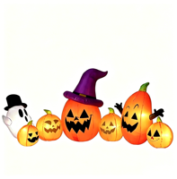 Citrouilles gonflables d'Halloween, décoration de jardin extérieure lumineuse à LED de 6 pieds, Jack O'Lantern gonflable avec chapeau de sorcière, accessoire de fête