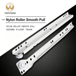 Two Fold Silent <b>Drawer</b> <b>Slides</b> Lubricated Nylon Rollers Self Closing Ivory White <b>Drawer</b> <b>Slides</b> - Product Image 1