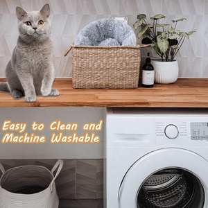 เตียงสัตว์เลี้ยงทรงโดนัท ขนฟู นุ่มสบาย ซักเครื่องได้ วัสดุขนเทียม สำหรับสุนัขขนาดเล็กและใหญ่ - Product Image 6