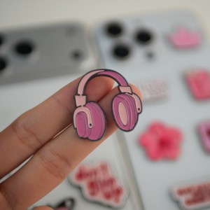 Pegatinas para Teléfono de Zinc y Hierro con Esmalte Rosa Árabe de Oriente Medio, con diseños de Mariposa Linda, <span class=keywords><strong>Auriculares</strong></span>, Frases Inspiradoras, Girl Boss, Corona de Reina y Arte Folclórico - Product Image 3