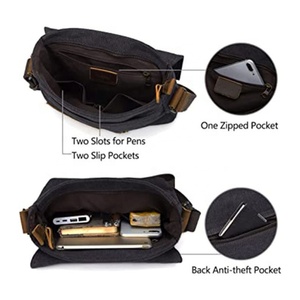Leather Men Messenger Shoulder Cross Body Bag Canvas Cross Body Bag for Girls - Product Image 3
