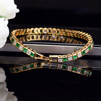 Accesorios minimalistas chapados en oro para mujer, joyería de muchos colores, pulseras de tenis con diamantes de cz 2020