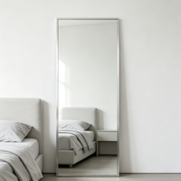 Miroir sur pied mural pleine longueur en métal doré ou argenté, grand format, personnalisé, pour la vente en gros