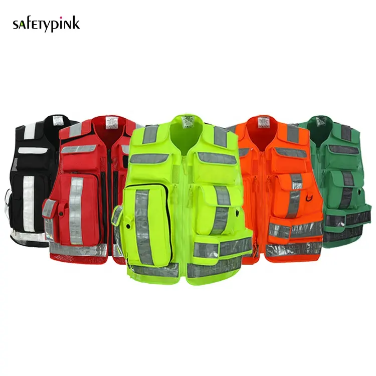 Wholesale Manufacturers 100% Polyester Oxford Custom Logo multicolor Emergency Fist Aid EMS Reflective Paramedic Safety Vest