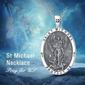 Collar de San Miguel Arcángel Merryshine Fabricante de Joyería Medallón Personalizado Católico Romano de Plata Esterlina 925 Medalla Amuleto Colgante - Product Image 6
