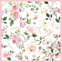 Serviette carrée en coton et lin personnalisable avec impression numérique, 40x40cm, motif floral bohème, réutilisable, pour mariage, fête, décoration de table