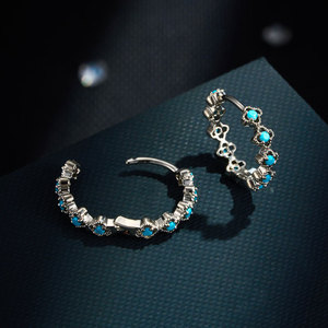 Cuff Earrings Geometric Plant Design Bezel Set Zircon Copper Alloy Fashion Gift Jewelry EA14330 - Product Image 1