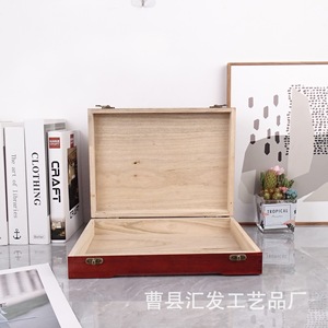 Caja de almacenamiento de madera para caligrafía y pintura, rectangular, con cerradura, para regalo, para obras de arte, artesanía de Shandong - Product Image 2