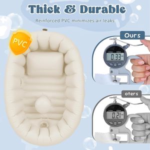 Bañera inflable para bebés, bañera plegable con soporte para la espalda, bañera portátil de viaje para recién nacidos con orificio de drenaje - Product Image 2