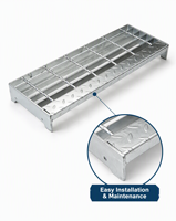 Grille de marche d'escalier en acier allié au carbone HDG, épaisseur de barre de support 5 mm, pour passerelle de centrale chimique, entrepôt, livraison rapide, modulaire