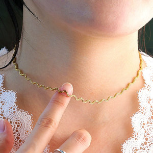 Ensemble de bijoux tendance pour femmes, collier et bracelet en acier inoxydable 316l imperméable, plaqué or 18 carats, motif vague - Product Image 2