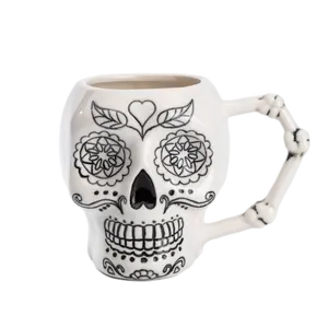 Custom Ceramic mugs Hand painted 3D Large Skeleton Skulls Ceramic Coffee mug cup at any shape & size