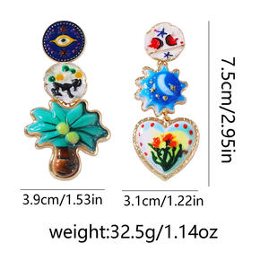 Pendientes Geométricos de Diseño Moderno con Estampado Floral en Forma de Corazón, Chapados en Oro, para Mujer, Regalo Creativo, Pendientes Florales al por Mayor - Product Image 5