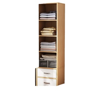 Armoire simple pour chambre à coucher, rangement multifonctionnel sur pied avec portes et étagère ouverte - Product Image 5