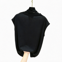 T-shirt en jersey modal respirant à col montant et manches courtes pour femme, coupe ajustée, décontracté, été
