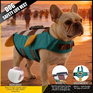 Gilet de sauvetage pour <span class=keywords><strong>chien</strong></span>, directement de l'usine, en polyester réfléchissant à motif baleine, avec poignée dorsale renforcée en coton perlé intégré - Product Image 2