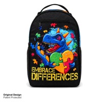 Sac à dos de sensibilisation à l'autisme pour étudiants, sac d'école en forme de cœur avec puzzle T-Rex, sac à dos urbain pour embrasser la diversité