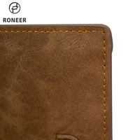Dompet Minimalis Pria, Dompet Pendek Desain Vintage Pu RFID Pemegang Kartu dengan Harga Bagus