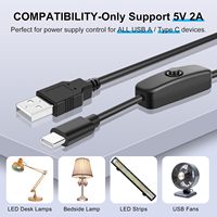 HarB harharging able Witch able, USB to yype AST harharge able con ON/FF trwitch para Desk AMP, LEtrip trip