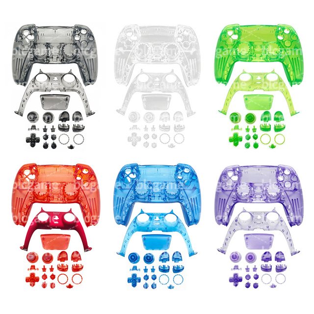 For PS5 Game Controller DIY Cover Crystal Transparent Colors Replacement for PS5 Controller Housing Shell Case