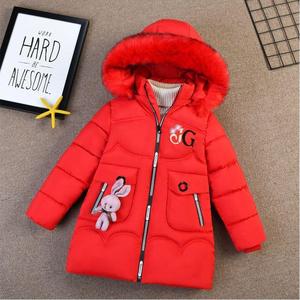 Nouvelle collection Hiver 2026 – <span class=keywords><strong>Manteau</strong></span> mi-long pour filles, style coréen, en polyester rembourré, épais, à col montant zippé, avec lettres de dessin animé - Product Image 4