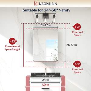 Botiquín de baño iluminado con LED con marco de metal moderno, gabinete de espejo montado en la pared, organización de baño - Product Image 3