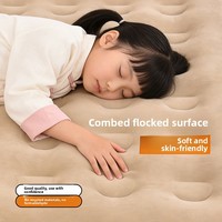 Matelas Gonflable Moderne Queen Size Pliable en PVC Floqué avec Pompe Intégrée Gonflage Rapide Alimentation USB - Meuble Portable pour la Maison