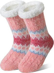 <span class=keywords><strong>Calcetines</strong></span> Antideslizantes Térmicos de Punto Transpirables a Media Pantorrilla para Mujer, con Forro de Vellón Coral y Puño Antideslizante, Ideales para Uso Diario en Primavera - Product Image 4