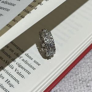 S925 Pure Silver Carved <b>Ring</b> Vintage Niche Design Simple and Fashionable Retro Micro Inlaid <b>Open</b> Mouth <b>Ring</b> Gold Plated - Product Image 4