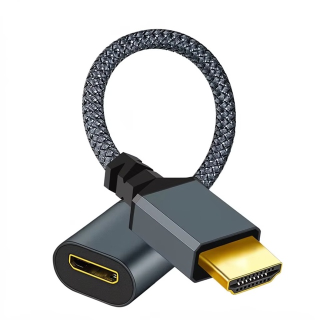 Mini HDMI to HDMI Cable 0.2m, 4K 60Hz UHD Audio Video Cord, Gold-Plated Braided HDMI Adapter Cable for Camera, Camcorder, Tablet