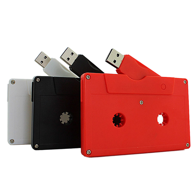 New Wholesale Cassette Tape Customized Logo USB Flash Drive 16GB-128GB Plastic USB 2.0 A-Class Flash Chip 10-Year Data Retention