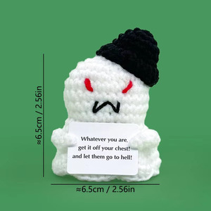 Fantasmi all'uncinetto di Halloween: Regali positivi, Fantasmi all'uncinetto fatti a mano con biglietti messaggistica, Decorazioni regalo di Halloween per colleghi d'ufficio - Product Image 6
