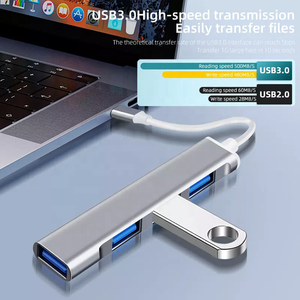 4合1多端口<span class=keywords><strong>USB</strong></span> 3.0至4端口铝合金集线器适配器，适用于台式计算机增强型数据传输集线器适配器 - Product Image 4