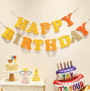 Bannière d'anniversaire en feutre couleur macaron DAMAI, guirlande décorative populaire pour fête, fournitures pour 1er anniversaire et accessoires de photomaton - Product Image 2