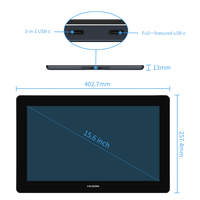 Tablette graphique Huion Kamvas Pro 16 Plus 4K 15,6 pouces avec 8192 niveaux de pression, stylet numérique et écran pliable