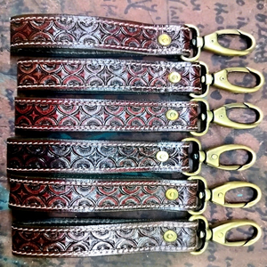 Custom Handmade Hand Tooled Genuine Leather Key <b>Holder</b> Intricate Hand-Tooled Patterns Portable Waterproof Vintage Style Zipper - Product Image 1